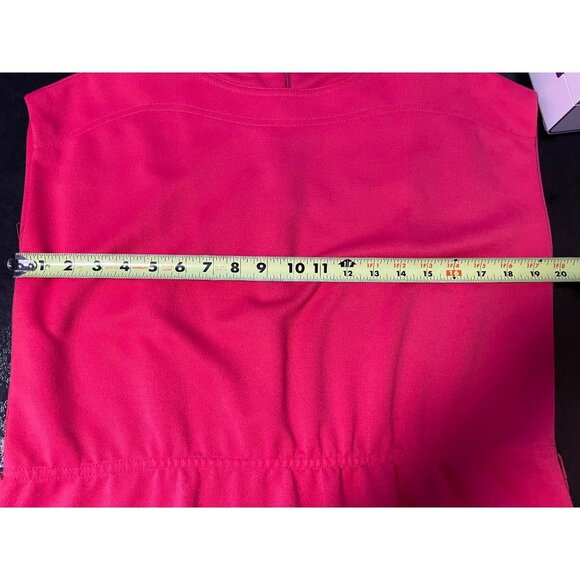 Vintage 80s Leslie Fay Red Knit Cap Sleeve Elastic Waist Midi Dress - Picture 7 of 9